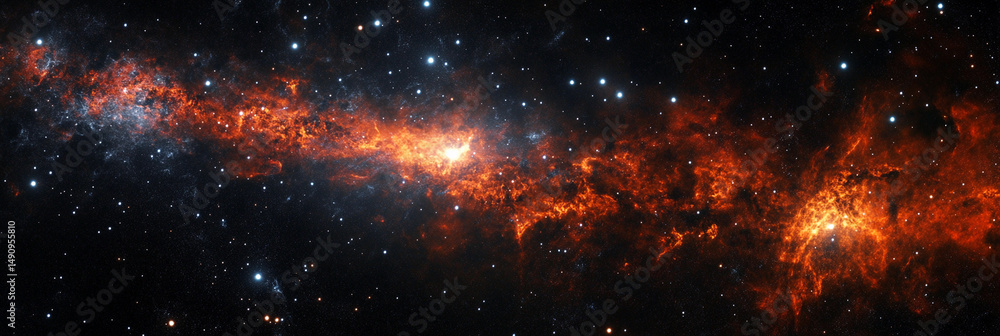 Aufkleber Mystical dark planet with glowing light effects in space Generative AI