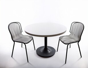 round white table with two chairs on a white background