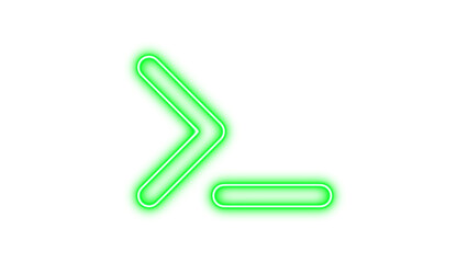 Glowing neon arrow pointing to the right, Neon terminal icon glow with transparent background