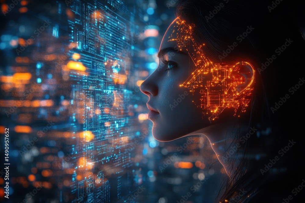 Poster artificial intelligence interface enhances human experience in futuristic setting