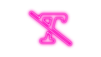 Neon No Text Symbol, Neon text slash icon glow with transparent background