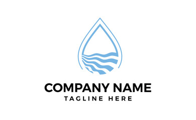 Wellness water drop and wave logo design vector.