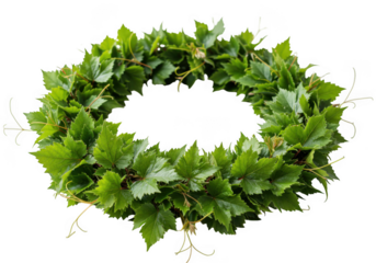 Green leaves wreath vector isolated on transparent background