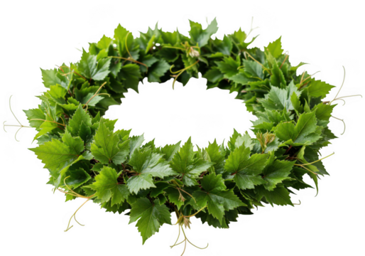 Green leaves wreath vector isolated on transparent background