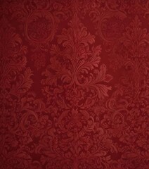 Deep crimson damask wallpaper, intricate detailing , texture, interior