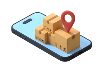 Online Package Tracking App Smartphone Cardboard Boxes Location