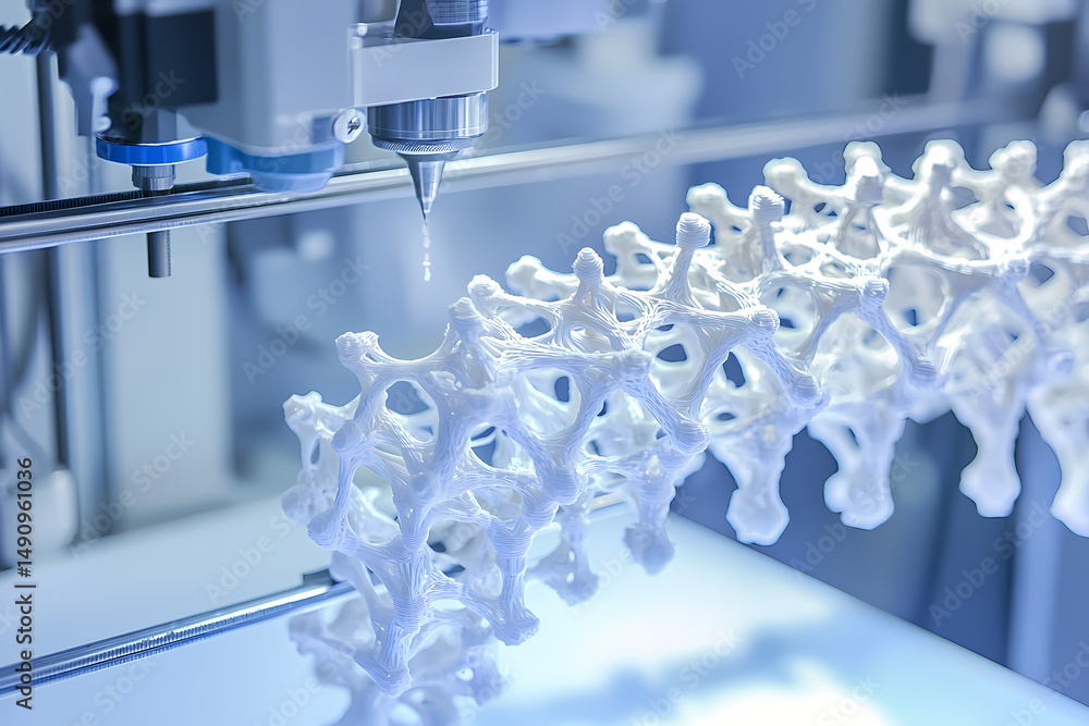 Poster 3d printer creating artificial spine model with innovative technology