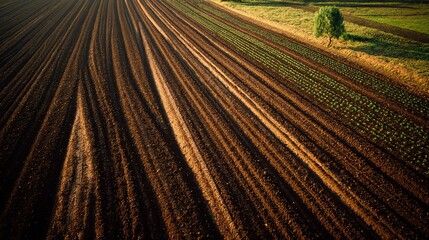 Rural Landscape with Tractor Plowing Field