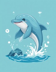 Obraz premium Joyful Dolphin Leap: A Delightful Ocean Scene
