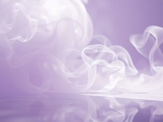 Experience the ethereal beauty of a soft lavender abstract backdrop, featuring subtle light patterns, delicate smoke trails, and a pristine, gently reflective floor for elegant product displays.