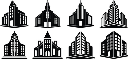 Fototapeta premium vector illustration of a Building icon silhouette