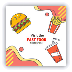 Food social media post template, web banner, abstract background, Instagram post, poster, sale promotion flyer, restaurant business marketing social media post, vector illustration
