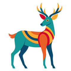 Majestic Colorful Deer Whisperer Vector Illustration

