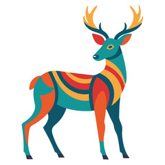 Majestic Colorful Deer Whisperer Vector Illustration

