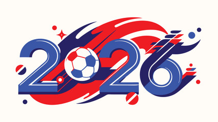 Creative illustration representing the year 2026 with a football and abstract elements