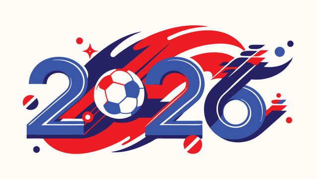 Creative illustration representing the year 2026 with a football and abstract elements