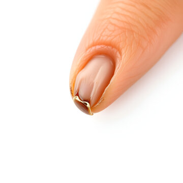 A close-up of a hangnail on a white background