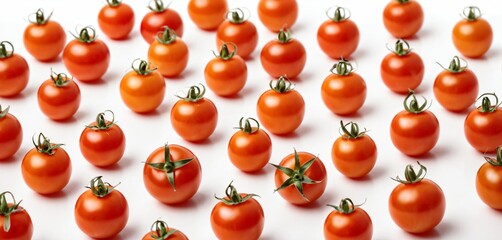 Red orange cherry tomatoes isolated on white