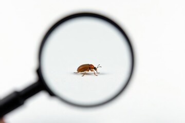 Magnified view of lone bug against stark white backdrop, focus, element