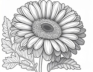 cute gerbera flower in coloring page style illustration line art painting generative ai