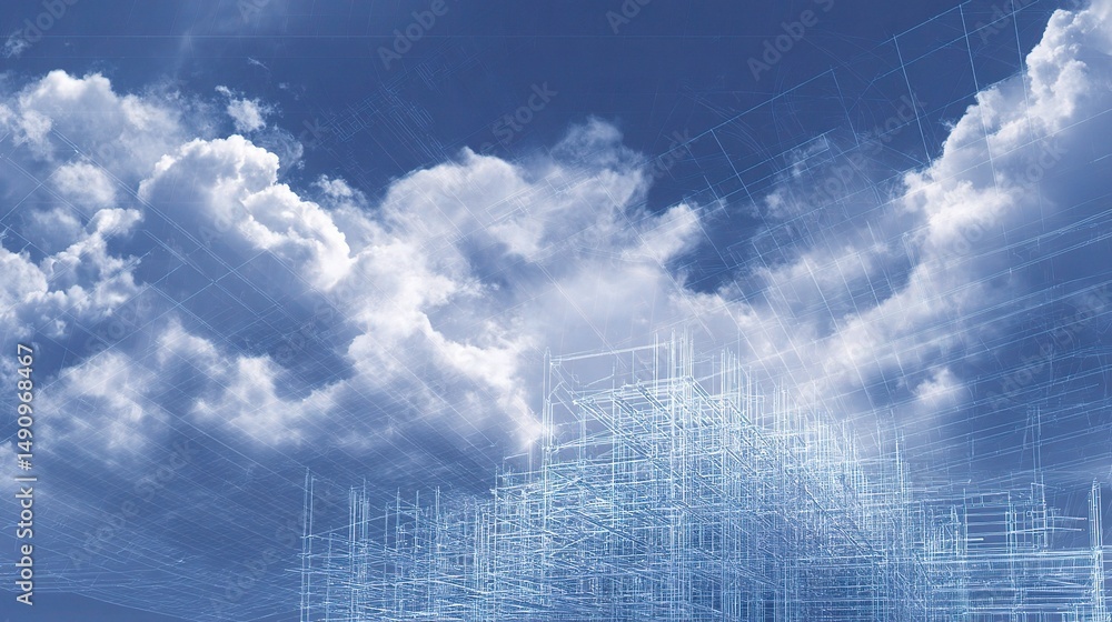 Poster digital blueprint of construction concepts in cloud computing environment