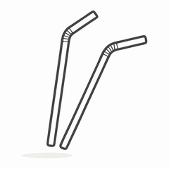 Two Bent Reusable Straws, Line Art Illustration