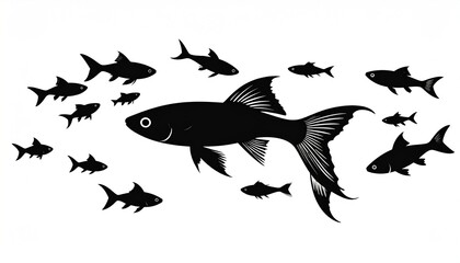 Fish Schooling Silhouette.