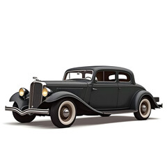 Retro classic vintage car isolated on white