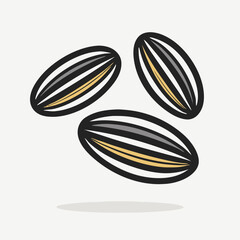 Three Sunflower Seeds Illustration, Cartoon Style