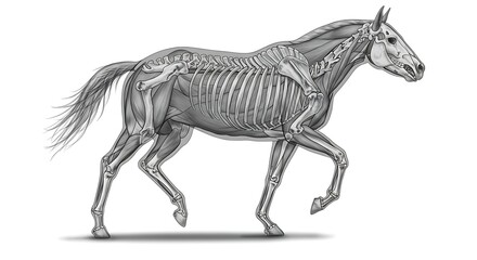 Fototapeta premium Horse skeletal anatomy illustration