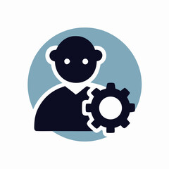 Person Icon with Gear: User Settings, Profile Configuration