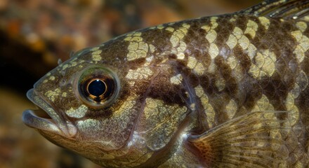 Close-Up Portrait of a Goby Fish Displaying Intricate Scale Patterns and Eye Detail