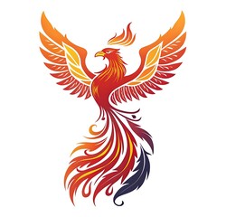 Fototapeta premium Striking Phoenix Bird Vector Illustration with Fiery Wings Spread Wide