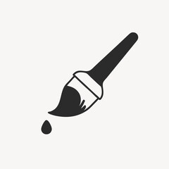 Paintbrush Icon: Black and White Simple Design