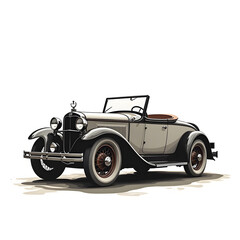 Retro classic vintage car isolated on white