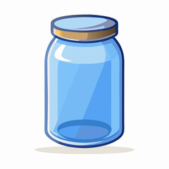 Empty Blue Glass Jar with Lid, Canning Jar, Storage Jar