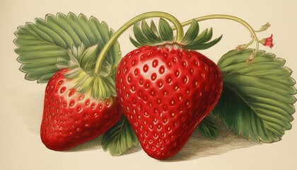 botanical illustration of a strawberry
