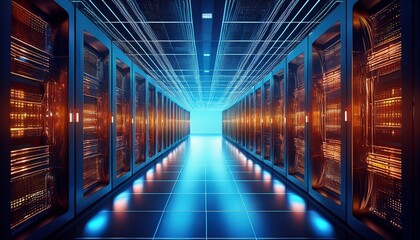 Obraz premium llm server room ai big data concept artificial intelligence ai