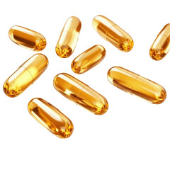 Luminous Golden Capsules isolated on a transparent background