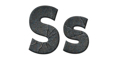 Cracked Digital Screen Letter S, Uppercase and Lowercase, Transparent Background