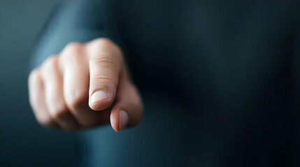 Obraz premium Closeup of a Finger Pointing at a Dark Blue Digital Interface