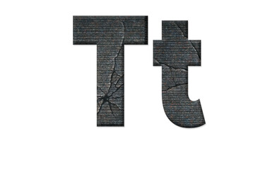 Obraz premium Cracked Digital Screen Letter T. Uppercase and Lowercase, Transparent Background