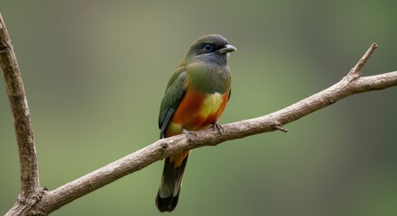 Obraz premium Close-up Image of a Gurney's Pitta Bird Perched on a Tree Branch in its Habitat