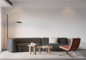 Modern Minimalist Living Room Interior - 3d Rendering