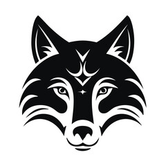 Majestic wolf head tribal style black and white design