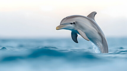 Grey Dolphin Leaping from Ocean Waves