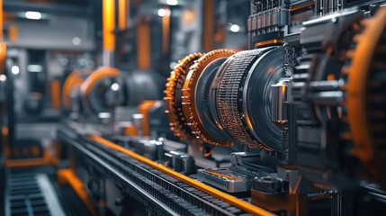 Fototapeta premium Close-up view of intricate industrial machinery.