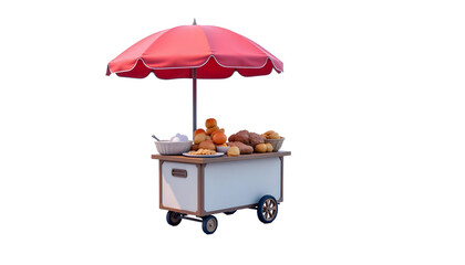 Street Vendor Selling Food Under Tarp During Rainy Weather