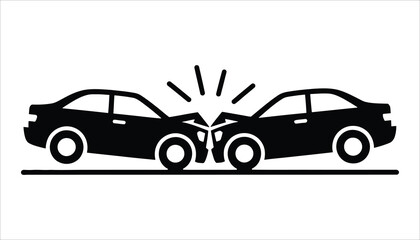 Car Collision Accident Vector Icon for Road Safety, Insurance, and Traffic Incident Concepts