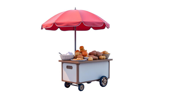 Street Vendor Selling Food Under Tarp During Rainy Weather